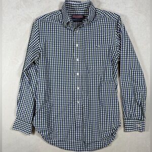 Vineyard Vines Medium Classic Gingham Check Blue and Green Checkered Shirt
